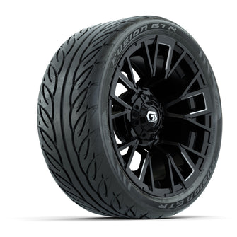 GTW Vandal Matte Black/Machined 14 in Wheels with 205/40-R14 Fusion GTR Steel Belted Street Tires  Full Set