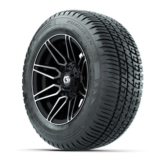 GTW Stealth Black/Machined 12 in Wheels with 215/50-R12 Fusion S/R Steel Belt Radial Tires  Full Set