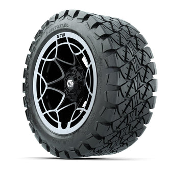 GTW® Nexus Gloss Black/Silver 14 in Wheels with 22x10-14 Timberwolf All-Terrain Tires – Full Set