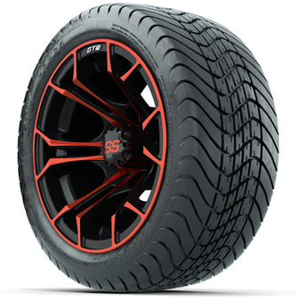 GTW Spyder Red/Black 12 in Wheels with 215/35-12 GTW Mamba Street Tires  Full Set