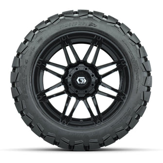 GTW® Stealth Gloss Black 14 in Wheels with 22x10-14 Timberwolf All-Terrain Tires – Full Set