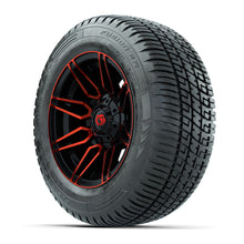 GTW Stealth Black/Red 12 in Wheels with 215/50-R12 Fusion S/R Steel Belt Radial Tires  Full Set