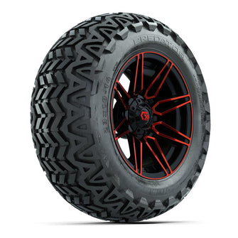 GTW® Stealth Gloss Black/Red 14 in Wheels with 23x10-14 Predator All-Terrain Tires – Full Set