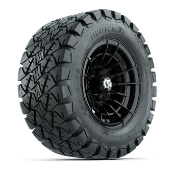 GTW Boost Gloss Black 12 in Wheels with 22x10-12 Timberwolf All-Terrain Tires  Full Set