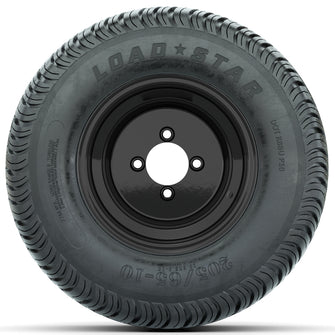 Set of (4) 10 in Matte Black Steel Offset Wheels with 205/65-10 Kenda Load Star Street Tires