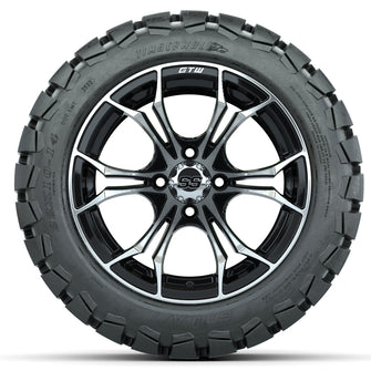 GTW Spyder Machined/Black 14 in Wheels with 22x10-14 GTW Timberwolf All-Terrain Tires  Full Set