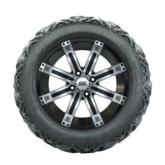 14ù GTW Tempest Black and Machined Wheels with 23ù Barrage Mud Tires  Set of 4