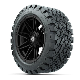 GTW® Stealth Gloss Black 14 in Wheels with 22x10-14 Timberwolf All-Terrain Tires – Full Set