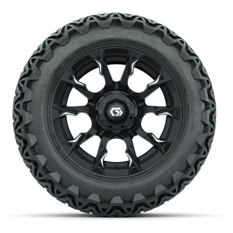 GTW® Diablo Gloss Black/Machined 14 in Wheels with 23x10-14 Predator All-Terrain Tires – Full Set