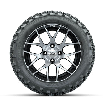 GTW Pursuit Machined/Black 14 in Wheels with 23x10.00-14 Rogue All Terrain Tires  Full Set