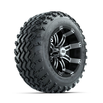 GTW Tempest Machined/Black 12 in Wheels with 22x11.00-12 Rogue All Terrain Tires  Full Set