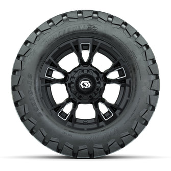 GTW Vandal Matte Black/Machined 12 in Wheels with 22x10-12 Timberwolf All-Terrain Tires  Full Set