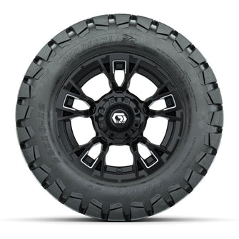 GTW® Vandal Matte Black/Machined 12 in Wheels with 22x10-12 Timberwolf All-Terrain Tires – Full Set