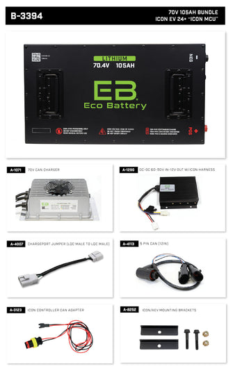 ICON EV 2024-Up Eco Lithium 70v 105Ah "ICON MCU" Battery Bundle