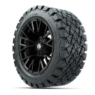 GTW® Vandal Matte Black/Machined 14 in Wheels with 22x10-14 Timberwolf All-Terrain Tires – Full Set