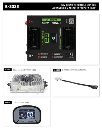 Advanced EV1 2017-2021 Eco Lithium 51v 105Ah "Toyota MCU" Battery Bundle - Thru Hole