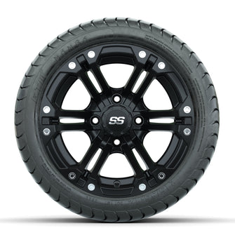 GTW Specter Matte Black 12 in Wheels with 215/35-12 Mamba Street Tires  Full Set