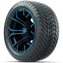 GTW Spyder Blue/Black 12 in Wheels with 215/35-12 GTW Mamba Street Tires  Full Set