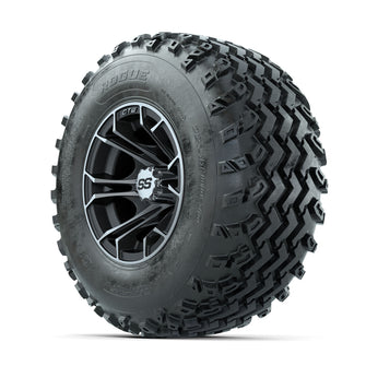 GTW Spyder Machined/Matte Grey 10 in Wheels with 22x11.00-10 Rogue All Terrain Tires  Full Set