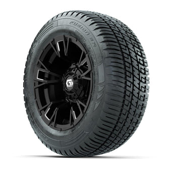 GTW® Vandal Matte Black/Machined 12 in Wheels with 215/50-R12 Fusion S/R Steel Belt Radial Tires – Full Set