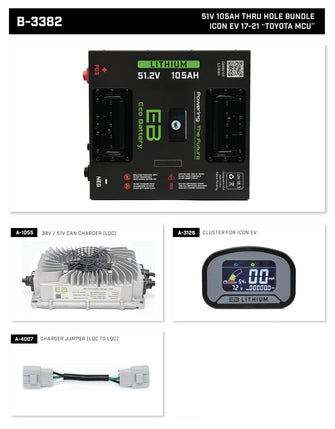 ICON EV 2017-2021 Eco Lithium 51v 105Ah "Toyota MCU" Battery Bundle - Thru Hole