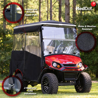 RedDot EZGO Express S4 Elite with 80ù Non Modular Top White 3-Sided Track Style Vinyl Enclosure (Years 2023-Up)