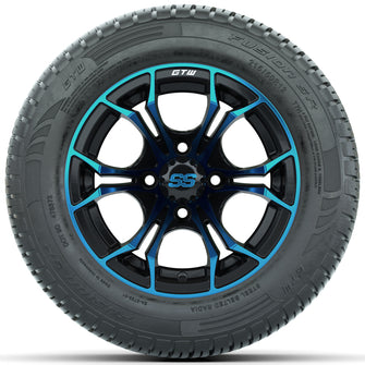 GTW Spyder Blue/Black 12 in Wheels with 215/50-R12 Fusion S/R Street Tires  Full Set