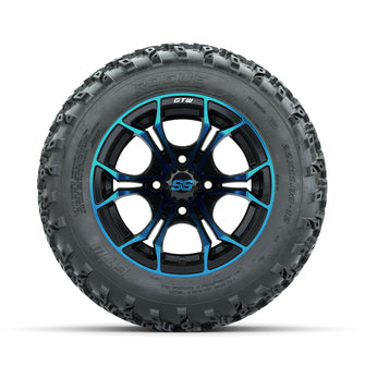 GTW Spyder Blue/Black 12 in Wheels with 22x11.00-12 Rogue All Terrain Tires  Full Set