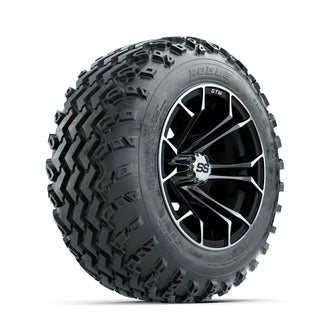 GTW Spyder Machined/Black 12 in Wheels with 22x11.00-12 Rogue All Terrain Tires – Full Set