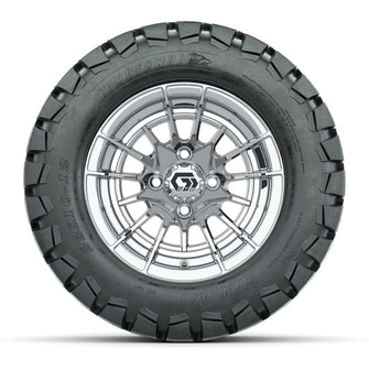 GTW® Boost Chrome 12 in Wheels with 22x10-12 Timberwolf All-Terrain Tires – Full Set