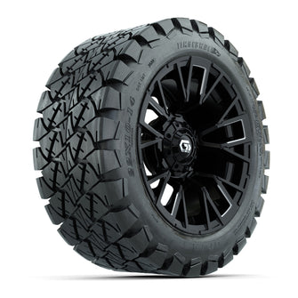 GTW Vandal Matte Black/Machined 14 in Wheels with 22x10-14 Timberwolf All-Terrain Tires  Full Set