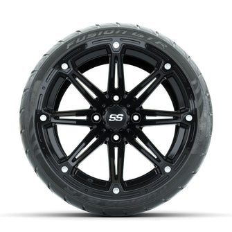 GTW Element Black 14 in Wheels with 225/40-R14 Fusion GTR Street Tires  Full Set