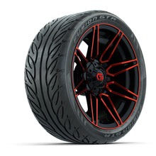 GTW Stealth Gloss Black/Red 14 in Wheels with 205/40-R14 Fusion GTR Steel Belted Street Tires  Full Set