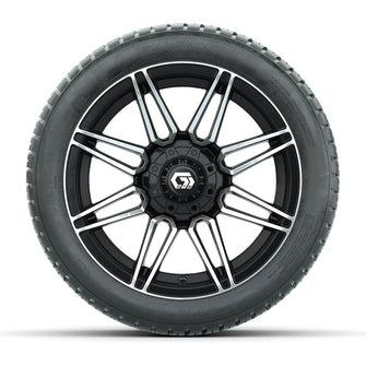 GTW® Stealth Gloss Black/Machined 14 in Wheels with 205/30-14 Fusion Street Tires – Full Set