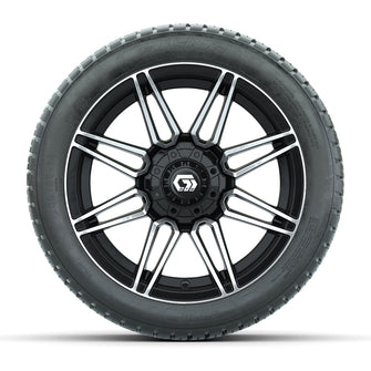 GTW Stealth Gloss Black/Machined 14 in Wheels with 205/30-14 Fusion Street Tires  Full Set