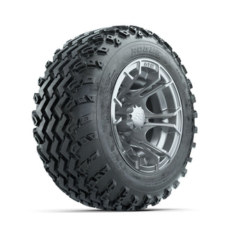 GTW Spyder Silver 12 in Wheels with 22x11.00-12 Rogue All Terrain Tires  Full Set