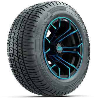 GTW Spyder Blue/Black 12 in Wheels with 215/50-R12 Fusion S/R Street Tires  Full Set