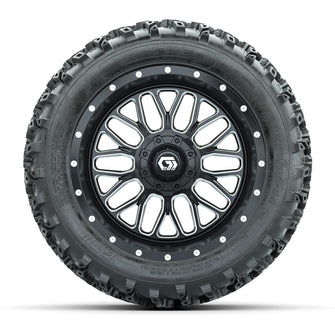 GTW Helix Machined/Black 14 in Wheels with 23x10.00-14 Rogue All Terrain Tires – Full Set