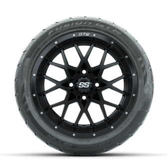 GTW Vortex Matte Black 14 in Wheels with 225/40-R14 Fusion GTR Street Tires – Full Set