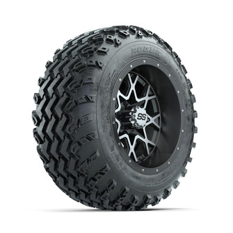 GTW Vortex Machined/Matte Grey 12 in Wheels with 22x11.00-12 Rogue All Terrain Tires – Full Set