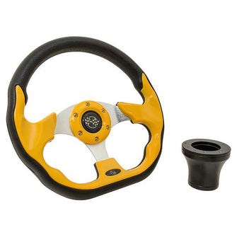 2004-Up Club Car Precedent - GTW Yellow Racer Steering Wheel with Black Adaptor