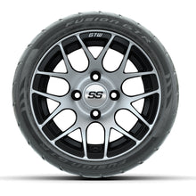 12ù GTW Pursuit Black/Machined Wheels with Fusion GTR Street Tires  Set of 4