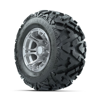 GTW Spyder Silver Brush 10 in Wheels with 20x10-10 Barrage Mud Tires  Full Set