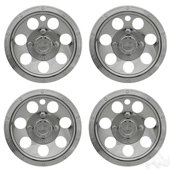 Juego de 4 cubiertas para ruedas RHOX, 10" Beadlock A/T cromadas 