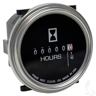 Hour Meter, Chrome, 10V-80V DC