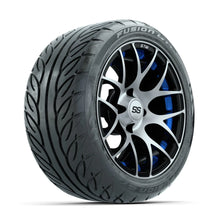 GTW Pursuit Machined/Blue 14 in Wheels with 225/40-R14 Fusion GTR Street Tires  Full Set GTW 