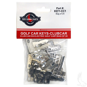 Llave, BOLSA DE 20, Club Car Gas &amp; Electric 83.5+ Incluye Tempo, Onward, Precedent, DS PN# KEY-CC1