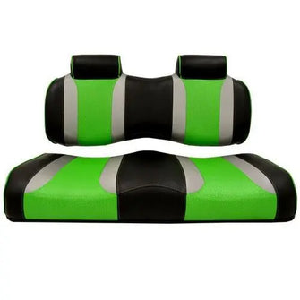 MadJax® Tsunami Black–Liquid Silver w/ Green Wave Club Car Front Seat Cushions Madjax 