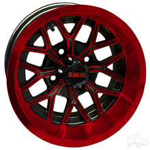 RHOX RX284, negro brillante con rojo, 12 x 6 ET-10 PN# TIR-RX284-BR