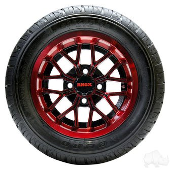 RHOX RX284, negro brillante con rojo, 12 x 6 ET-10 PN# TIR-RX284-BR